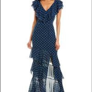 Wayf Navy Polka dot maxi dress